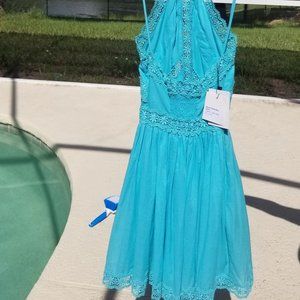 NWT CHARO RUIZ IBIZA Kim beautiful cotton Turquoise Lightweight beach dress XS